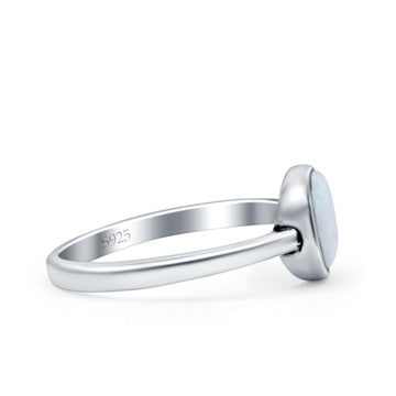 Petite Dainty Oval Lab Created White Opal Promise Ring Band Rhodium Plated Braided 925 Sterling Silver